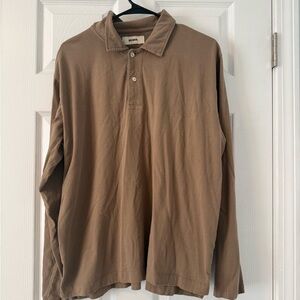 Buck Mason Tan Long Sleeve Polo Shirt